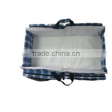 2017 new design Portable Travel Plaid Fabric Baby Bed Bag