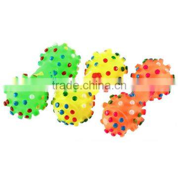 Hot Sale!! 2015 Christmas Gift Pet Supplies Pet Dog Cat Puppy Colorful Sound Polka Dot Squeaky Rubber Dumbbell Chewing Toy photo-3