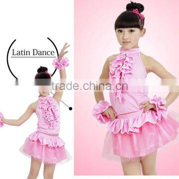 Girls solid color sleeveless latin dance dress LT007