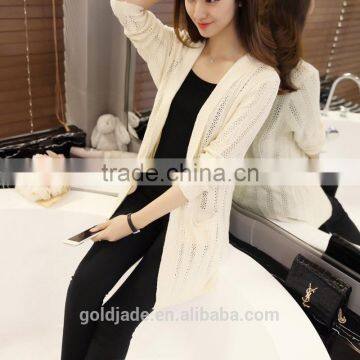 OEM Custom-Made Hight Quality Ladies Button Down Plain Knitted Cardigan Sweater photo-6