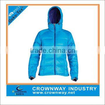 hot selling plain solid color women's light down jacket with hood