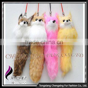 CX-P-02 Lovely Design Wholesale Genuine Rabbit Fur Mobile Phone Chain