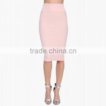 MGOO High Quality Factory Women Slinky Midi Skirts Pink Work Offices Suits Plain Slinky Skirts 15145A177 photo-2