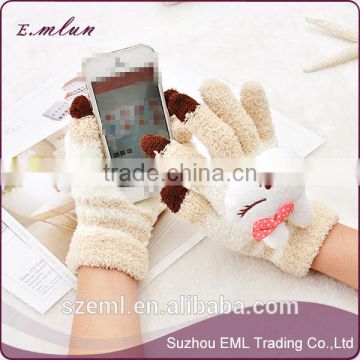 2016 Hot Sale Knitted Cute Cartoon Winter Finger Gloves