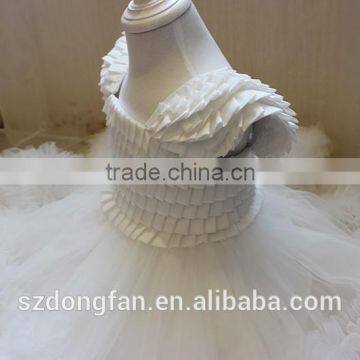 Baby Frock Design Pictures Little Princess White Flutter Sleeve Tutu Dress Toddle Girls Flower Dress photo-4