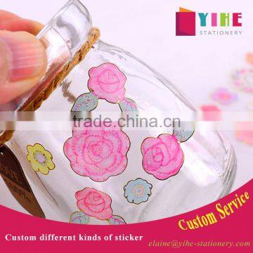 Die-cut different shape sticker PVC / PET sticker cheap gold stamp sticker