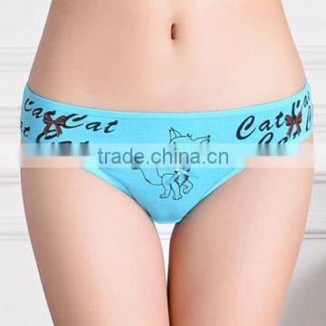 Cotton Hip-hugger Sexy T-back Bowknot Printed Female Mini Thong Panty photo-2