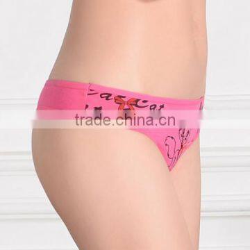 Cotton Hip-hugger Sexy T-back Bowknot Printed Female Mini Thong Panty photo-3