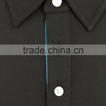 Mens Polyester Basic Safety Short Sleeve Contrast Piping Uniform Black Polo Shirt photo-4