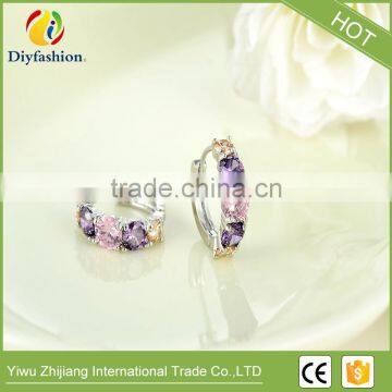 Latest Design Jewelry Copper Material Gold Plated Cubic Zirconia cz Stud Earrings photo-6