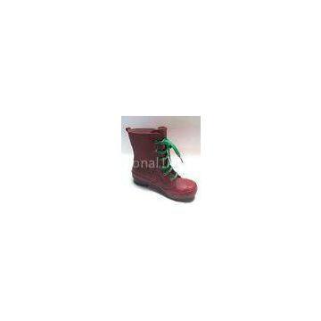 Ankle Dark Red Womens Rain Boot With Solid Color Size 42