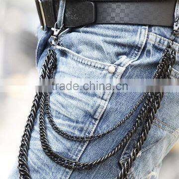 Punk 3 Line Black Classic Biker Trucker Keychain Key Jean Wallet Chain