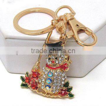 2013 Christmas Snow Man Shape Metal Plating Gold Key Chain