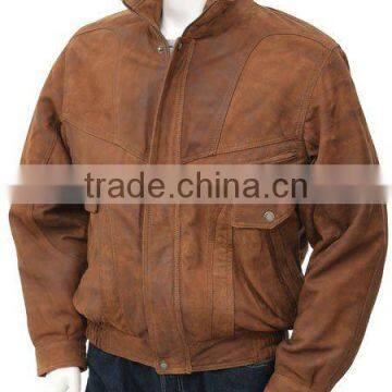 Men's Nubuck Leather Jacket in Tan