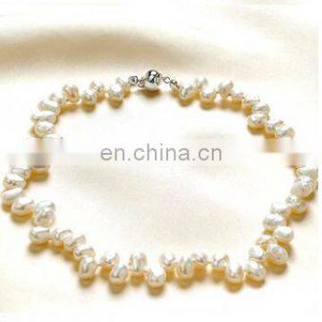 ladies fashion style beaded pearl necklace--rice shaped