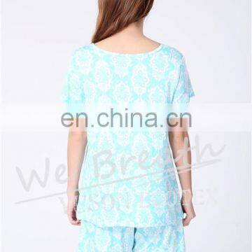 Printing Pattern Ladies Bamboo Fiber Short Sleeves Shorts For Summer photo-4