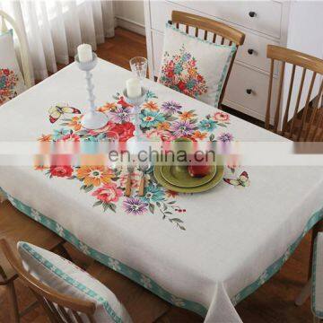 Machine Washable with Printing Design Linen Table Cloth