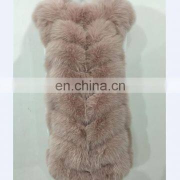 2017 fur trending long vision fox fur vest Gilet fur Fabric women waistcoat