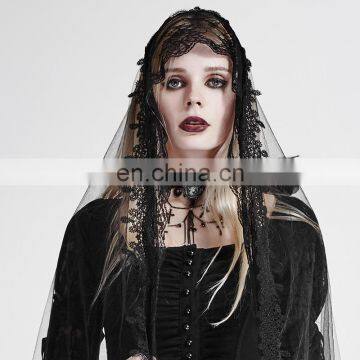 Gothic Laced and Chained Necklace With Cameo and Crosses photo-6