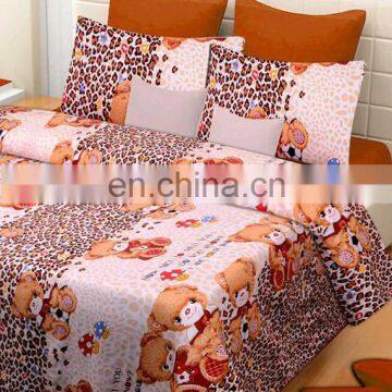 Teddy Print Bedsheet With 2 Pillow Cover