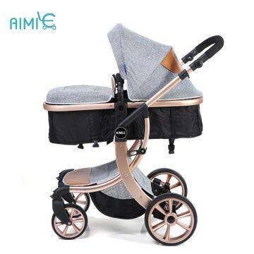 High-view Folding Baby Stroller With Gold Chassis photo-4