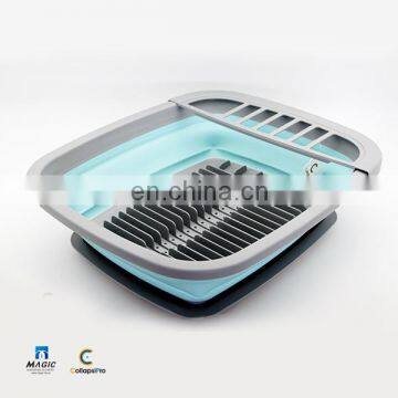 2018 Large Storage Collapsible Dish Drying Rack with Snap-on Drain Board