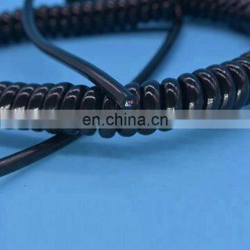 spring wire coiled cable/telephone spring cable Low Voltage Flexible Retractable Spiral Spring Coiled Cable