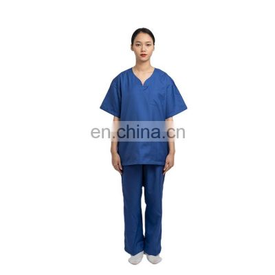 Wholesale New style Stretchy Hospital Blue V Neck surgical uniform medical  scrubs sets