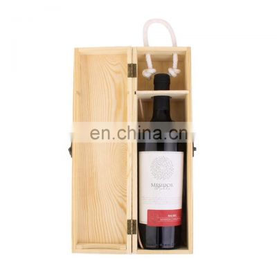 Hot sale unfinished pine cheap empty single wooden wine box