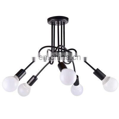 Nordic Multi Heads Living Room Chandelier Creative Personality Iron Ceiling Hanging Lights for Dining Table