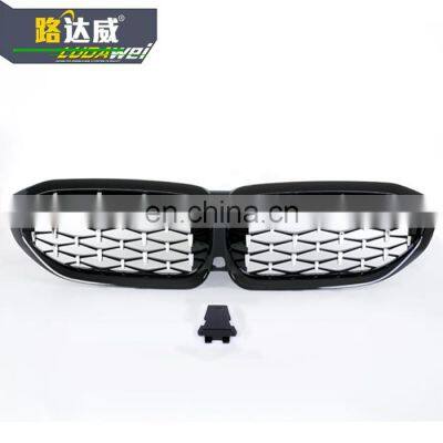 auto car glossy black with silver points grille kidney front grille for BMW G20