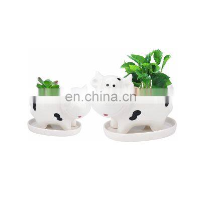 New custom animal 3d cow ox shaped ceramic planter succulents plant flower pot