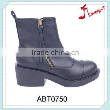 New fashion western cowboy zipper up chunky heel ankle length boots for women