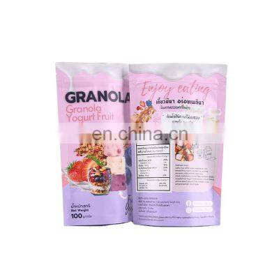 eco friendly customized zipper laminated plastic packaging pouch food stand up bag doypack oat cereal granola bag