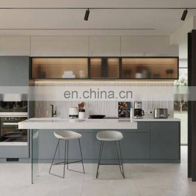 L-shaped White Solid Wood Modern Contemporary Quartz Top Kitchen Cabinets Cocinas photo-4