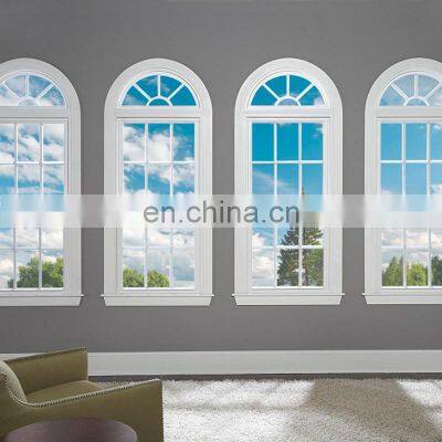 USA high quality interior white vinyl double hung windows with circle top windows