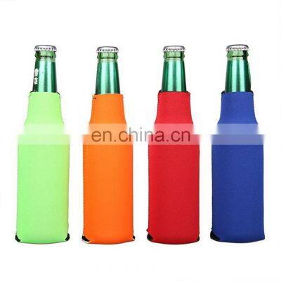 Specialized Neoprene Glass Water Bottle Sleeve Folding Waterproof Beer Bottle Cooler Holder With Custom Logo And Zipper