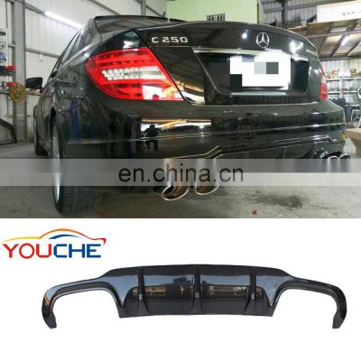 Gloss black W204 C63 style carbon fiber rear bumper lip diffuser for 2012-2014 Mercedes Benz C class W204