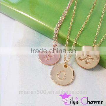 Disc Personalized Script Initial Pendant Necklace