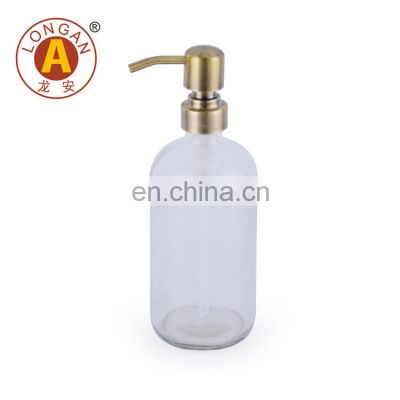 Bathroom Accessory 500Ml Glass Lotion Bottle Baby Bottle Liquid Wash Soap Dispenser Bottle With White Pump