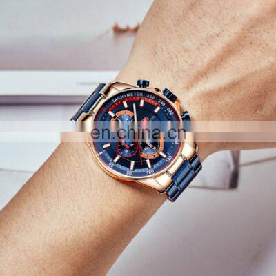 MINI FOCUS MF0218G Luxury Watch For Men Stainless Steel Quartz Relogio Masculino Mens Watches Silver photo-4