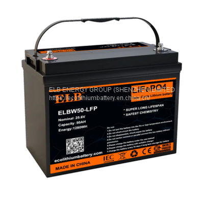 25.6V 50Ah LiFePO4 Battery