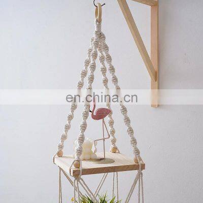 Macrame Plant Hanger, Macrame Wood Shelf, Hanging Shelves photo-5
