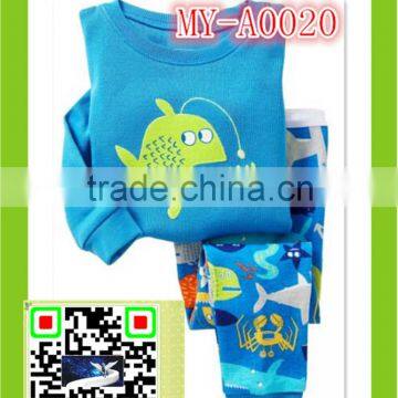 2015 animal pajamas whale printed kids clothes for 2-7 years girls and boys MY-A0020