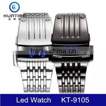 Men Luxury Stainless Steel Band Mens Blue LED Digital Sport Quartz Wrist Watch photo-5