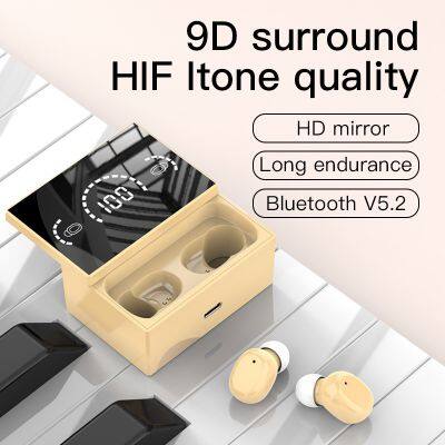 T32 TWS Bt 5.2 Mirror Earphones With Microphones Wireless Headphones Sport Waterproof Headsets LED Display HiFi Stereo Earbuds