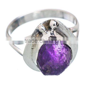 925 SOLID STERLING FINE SILVER ROUGH AMETHYST RING