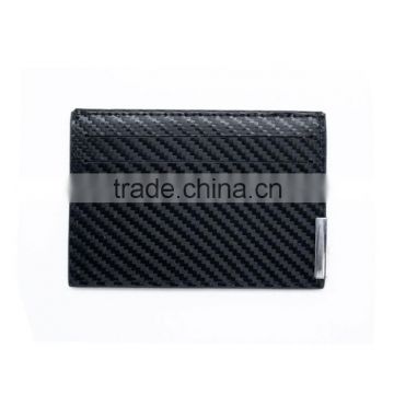 Hot selling men carbon fiber leather bifold card holder ID card holder