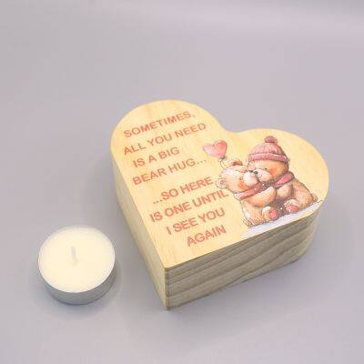 Heart Shaped Candle Holder Wooden Ornaments photo-3