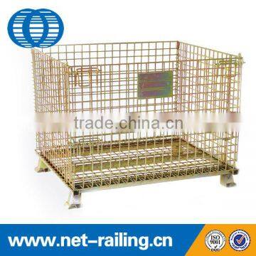 Warehouse folding metal wire mesh rigid wire containers